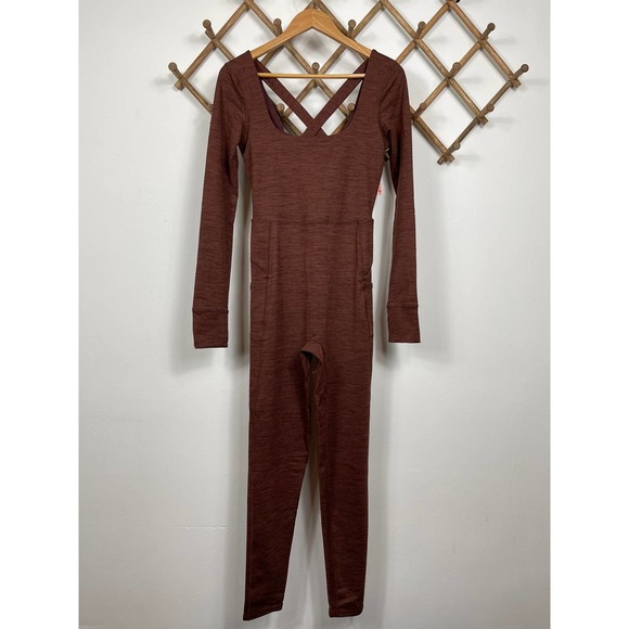 Free People Movement Releve Crossback Jumpsuit in Heather Espresso Size XS - Picture 4 of 12